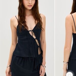 Lioness Black Tie-Front Tank Top